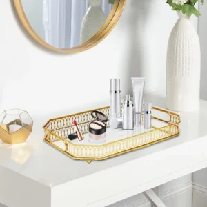 Gold Tray with Mirror